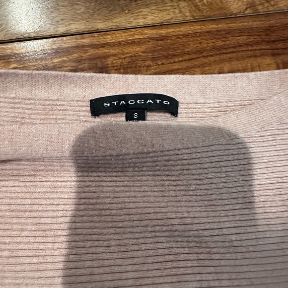 Staccato pink ribbed boat neck sweater small soft - Picture 3 of 3